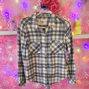 Holding Horses cream and blue Plaid Shirt